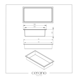 CERANO - Zápustná polička / nika s okrajom do obkladu - čierna matná - 60x30x10 cm