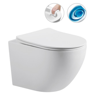 CERANO - Závesná WC misa Cesso, Vortex Rimless + UF sedátko - biela matná - 49x36 cm
