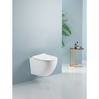 CERANO - Závesná WC misa Cesso, Vortex Rimless + UF sedátko - biela matná - 49x36 cm