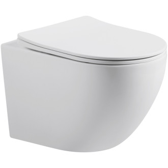 CERANO - Závesná WC misa Cesso, Vortex Rimless + UF sedátko - biela matná - 49x36 cm