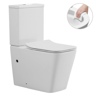 CERANO - WC kombi Bruno, Rimless + UF sedátko - biela lesklá - 64x36 cm