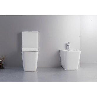 CERANO - WC kombi Bruno, Rimless + UF sedátko - biela lesklá - 64x36 cm