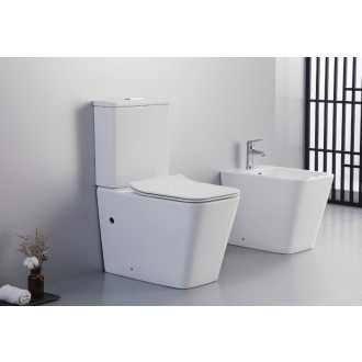 CERANO - WC kombi Bruno, Rimless + UF sedátko - biela lesklá - 64x36 cm