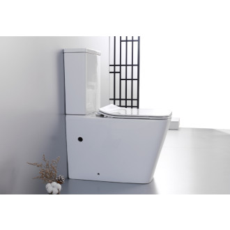 CERANO - WC kombi Bruno, Rimless + UF sedátko - biela lesklá - 64x36 cm
