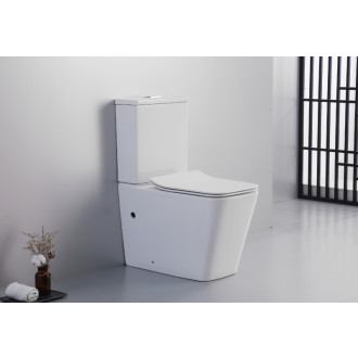 CERANO - WC kombi Bruno, Rimless + UF sedátko - biela lesklá - 64x36 cm