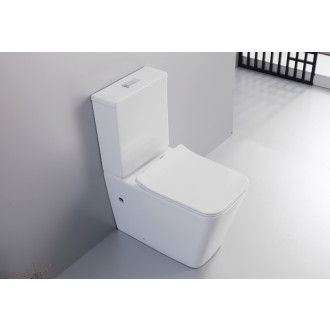 CERANO - WC kombi Bruno, Rimless + UF sedátko - biela lesklá - 64x36 cm