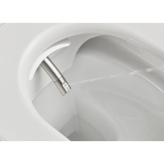 CERANO - Závesná WC misa s integrovaným elektronickým bidetom Cronus Pro, Vortex Rimless 180 ° + UF sedátko - biela lesklá - 59,3x38,4 cm