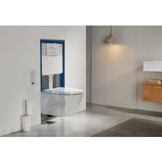 CERANO - Závesná WC misa s integrovaným elektronickým bidetom Cronus Pro, Vortex Rimless 180 ° + UF sedátko - biela lesklá - 59,3x38,4 cm