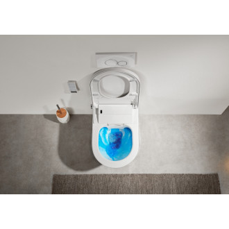 CERANO - Závesná WC misa s integrovaným elektronickým bidetom Cronus Pro, Vortex Rimless 180 ° + UF sedátko - biela lesklá - 59,3x38,4 cm