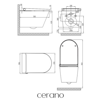 CERANO - Závesná WC misa s integrovaným elektronickým bidetom Cronus Pro, Vortex Rimless 180 ° + UF sedátko - biela lesklá - 59,3x38,4 cm