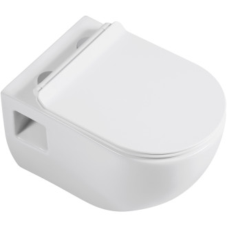 CERANO - Závesná WC misa Dure, Rimless + UF sedátko - biela lesklá - 51x35 cm