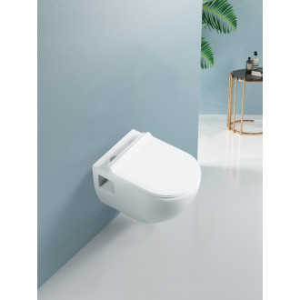 CERANO - Závesná WC misa Dure, Rimless + UF sedátko - biela lesklá - 51x35 cm