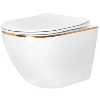 Rea Závesná WC misa Rea Carlo Tornado Rimless Flat GOLD EDGE REA-C4800
