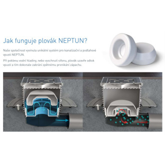 Podlahová vpusť priebežná čierna D50/75 NEPTUN nerez príruba, mriežka FACE čierna F1 427 BXC