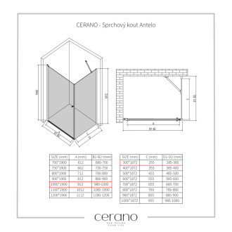 CERANO - Sprchovací kút Antelo L/P - 6 mm - chróm, transparentné sklo - 100x30x190 cm - otočný