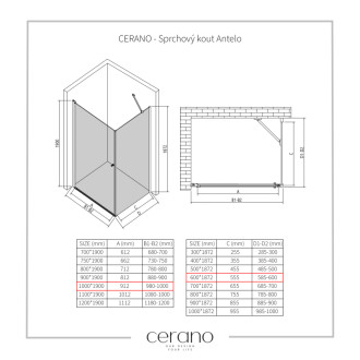 CERANO - Sprchovací kút Antelo L/P - 6 mm - chróm, transparentné sklo - 100x60x190 cm - otočný