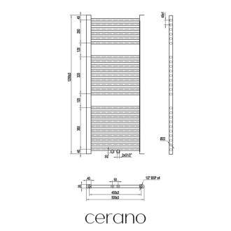CERANO - Kúpeľňový radiátorový set Lincoln - kombinované vykurovanie, wifi tyč - stredové pripojenie 50 mm - 366W - čierna matná - 1200x500 mm