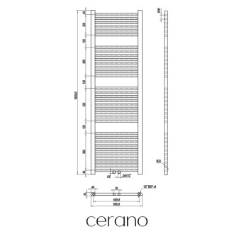 CERANO - Kúpeľňový radiátorový set Lincoln - kombinované vykurovanie, wifi tyč - stredové pripojenie 50 mm - 484W - čierna matná - 1600x500 mm