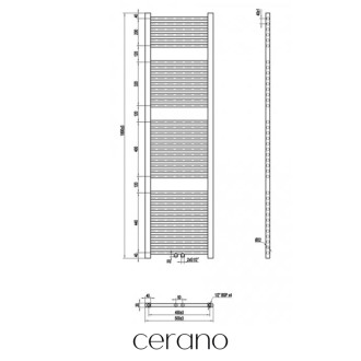 CERANO - Kúpeľňový radiátorový set Lincoln - kombinované vykurovanie, wifi tyč - stredové pripojenie 50 mm - 559W - čierna matná - 1800x500 mm