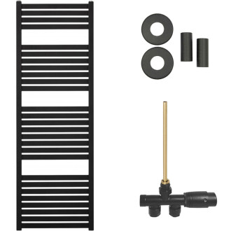 CERANO - Kúpeľňový radiátorový set Vincenzo - ústredné vykurovanie - bočné jednobodové pripojenie - 500W - čierna matná - 1330x450 mm
