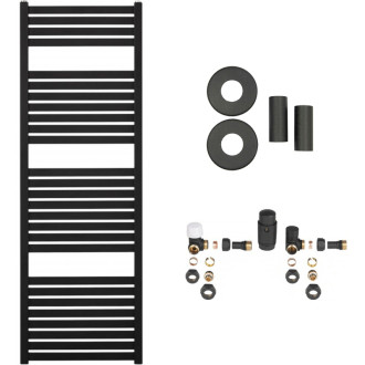 CERANO - Kúpeľňový radiátorový set Vincenzo - ústredné vykurovanie - bočné pripojenie - 500W - čierna matná - 1330x450 mm