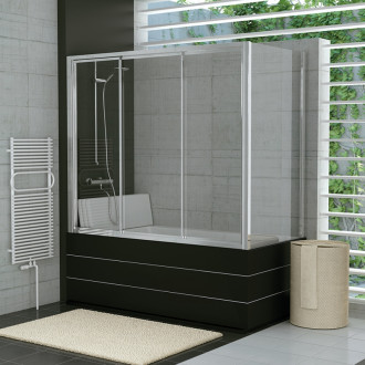 RONAL TOP-LINE Trojdielne posuvné dvere vaňové, ľavý diel biela satén TOW3G16000449