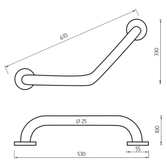 Nimco Madlo BM 7035L-V-18 Madlo lomené 530x25 mm leštená nerez oceľ