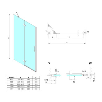 TRINITY CHROME sprchové dvere do niky 1000mm, číre sklo, pravé GT1210CR-CH