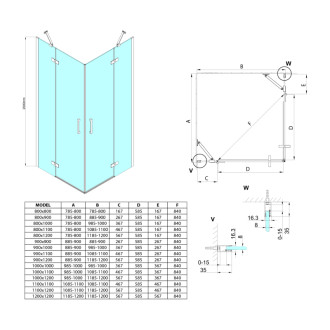 TRINITY CHROME obdĺžnikový sprchovací kút 1200x800mm, rohový vstup matné sklo GT2280-12M-CH