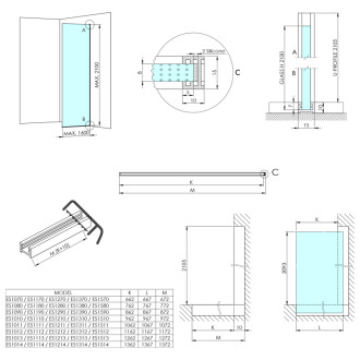 ARCHITEX BLACK MATT sprchová zástena 1262mm, matné sklo AXB130MT