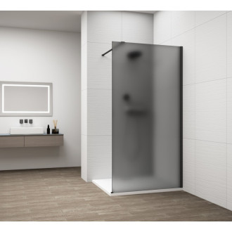 ESCA BLACK MATT jednodielna sprchová zástena k stene, dymové matné sklo, 900 mm ES1490-02