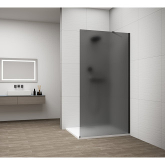 ESCA BLACK MATT jednodielna sprchová zástena k stene, dymové matné sklo, 900 mm ES1490-02