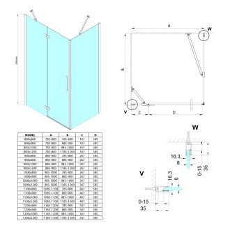 TRINITY CHROME obdĺžnikový sprchovací kút 1200x900mm, matné sklo, ľavé GT5690-12ML-CH