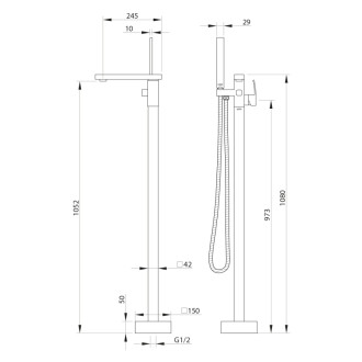 GINKO vaňová batéria s pripojením do podlahy, chróm