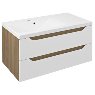 WAVE umývadlová skrinka 89,7x45x47,8cm, ľavá, biela/dub cuneo WA092-3025