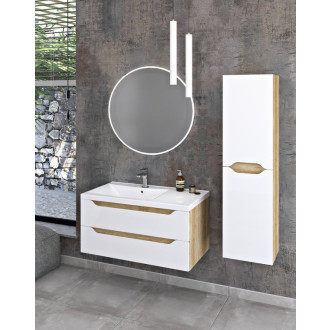 WAVE umývadlová skrinka 89,7x45x47,8cm, ľavá, biela/dub cuneo WA092-3025