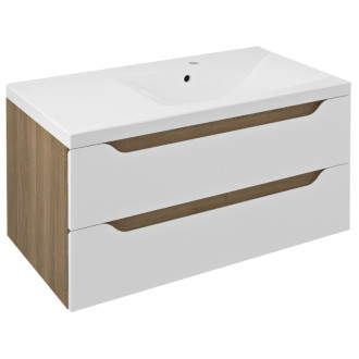 WAVE umývadlová skrinka 89,7x45x47,8cm, pravá, biela/dub cuneo WA093-3025