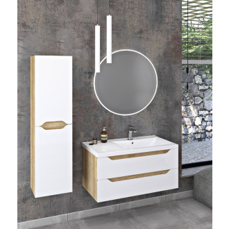 WAVE umývadlová skrinka 89,7x45x47,8cm, pravá, biela/dub cuneo WA093-3025