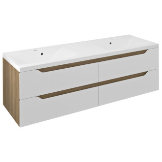 WAVE dvojumývadlová skrinka 149,7x50x47,8cm, biela/dub cuneo WA150-3025