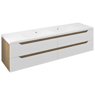 WAVE dvojumývadlová skrinka 179,7x50x47,8cm, biela/dub cuneo WA180-3025