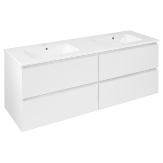 EZARA dvojumývadlová skrinka 140x55x46cm, biela lesk EZ141-3030