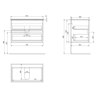 PANEDA STRIP umývadlová skrinka 79,5x55x45,2cm, dub emporio PN380