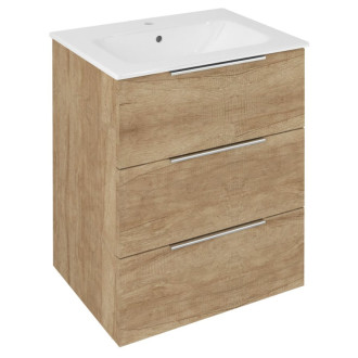 CIRASA umývadlová skrinka 59,2x75x46cm, 3x zásuvka, dub Alabama CR631-2222