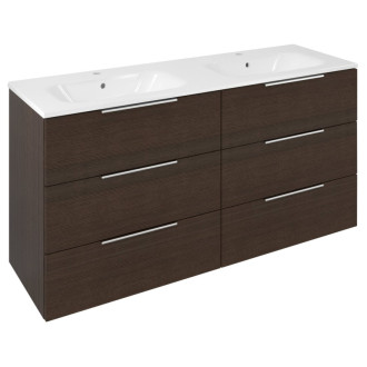 CIRASA umývadlová skrinka s dvojumývadlom 141x77x46cm, 3x zásuvka, borovica rustik