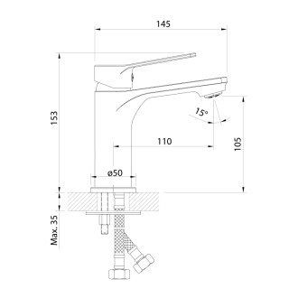 SINTRA ECO 6 l/min, stojanková umývadlová batéria bez výpuste, chróm