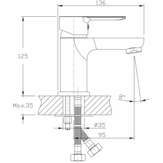 BARON ECO 6 l/min, stojanková umývadlová batéria bez výpuste, chróm