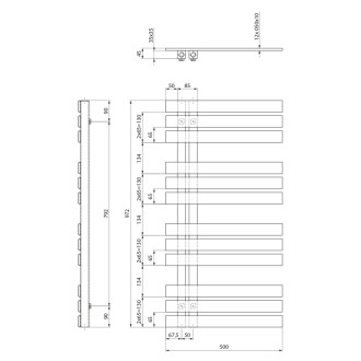 SILVANA vykurovacie teleso 500x972mm, biela