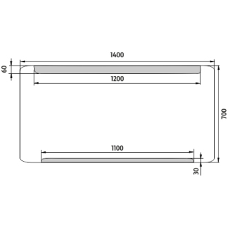 Nimco Séria 22000 ZP 22008 LED zrkadlo 1400x700 rám hliníkový