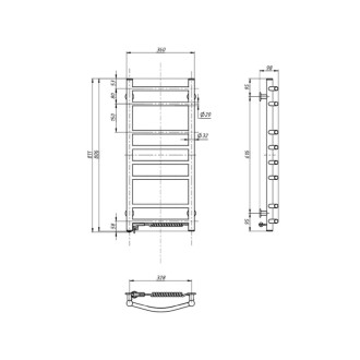 SUPE elektrický sušiak uterákov, 360x800mm, 107W, biely
