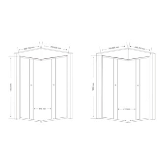 AGGA obdĺžniková sprchová zástena 800x700mm, číre sklo